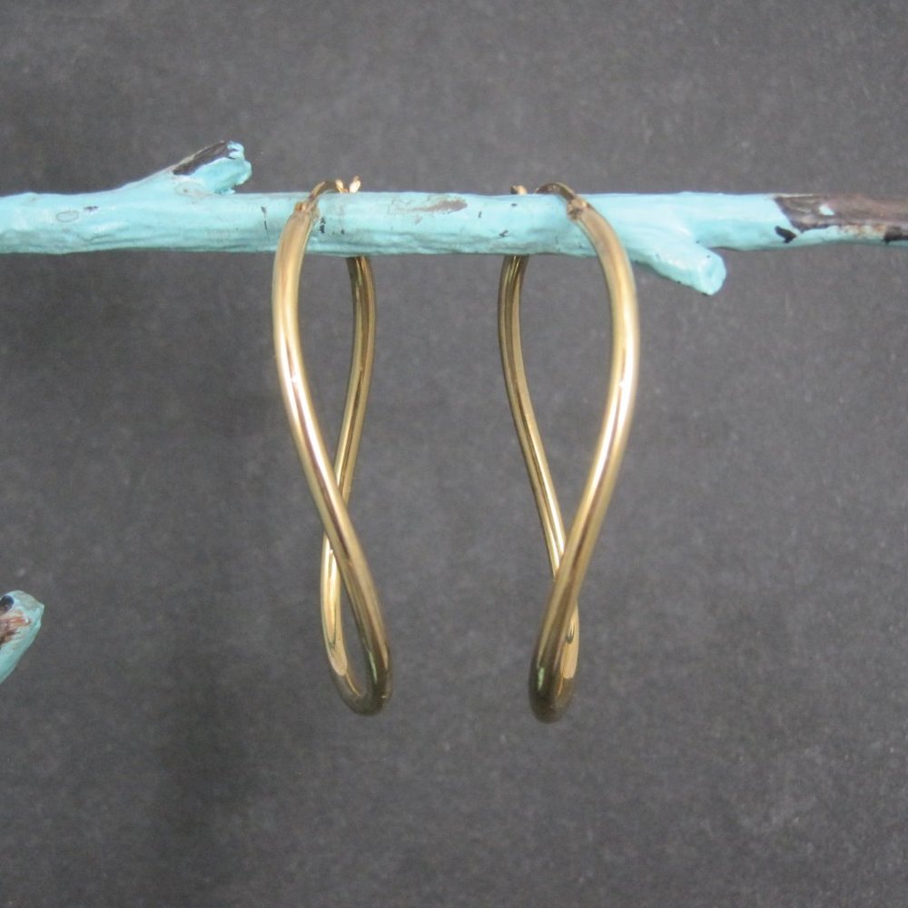Simone I Smith Gold Wavy Hoop Earrings 2 Inches